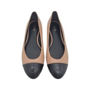 Michael Kors Dylyn Ballet Flats Toffee Nude Black Leather Size 9